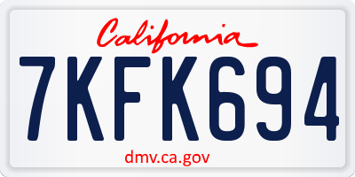 CA license plate 7KFK694
