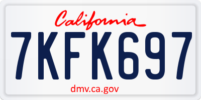 CA license plate 7KFK697