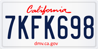 CA license plate 7KFK698