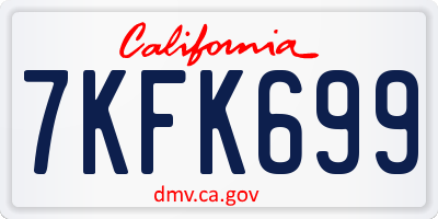 CA license plate 7KFK699
