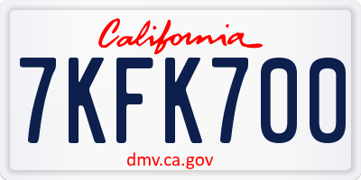 CA license plate 7KFK700