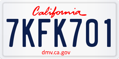 CA license plate 7KFK701