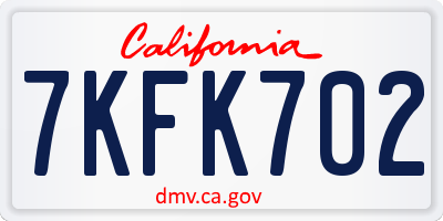 CA license plate 7KFK702