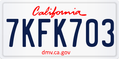 CA license plate 7KFK703