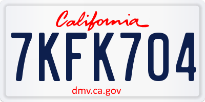 CA license plate 7KFK704
