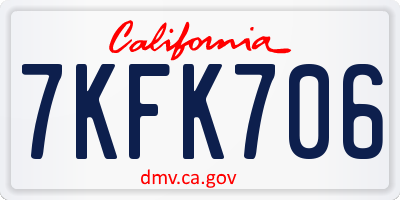 CA license plate 7KFK706