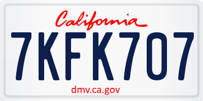 CA license plate 7KFK707