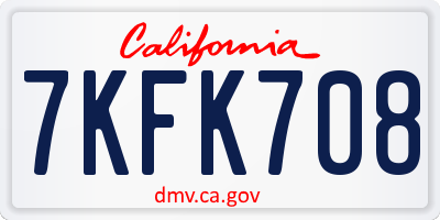 CA license plate 7KFK708