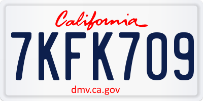 CA license plate 7KFK709
