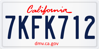 CA license plate 7KFK712