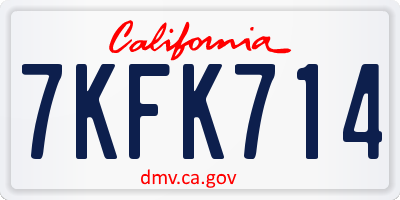 CA license plate 7KFK714