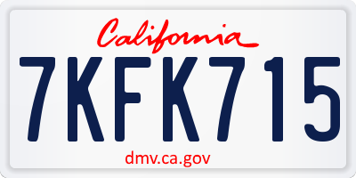 CA license plate 7KFK715