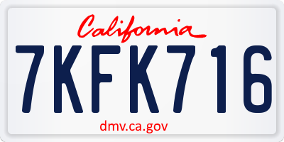 CA license plate 7KFK716