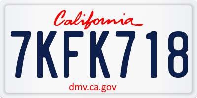CA license plate 7KFK718