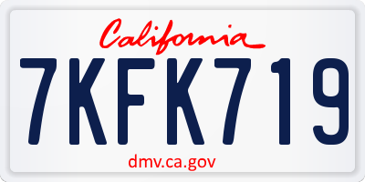 CA license plate 7KFK719