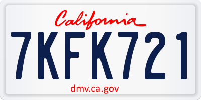 CA license plate 7KFK721