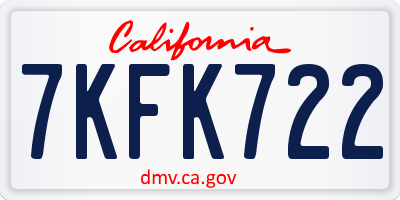 CA license plate 7KFK722