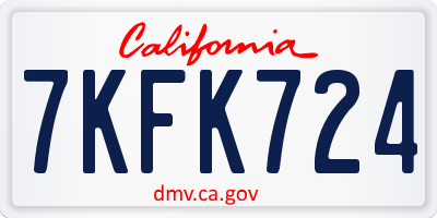 CA license plate 7KFK724