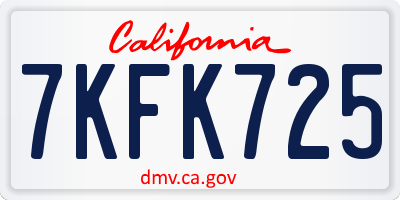 CA license plate 7KFK725