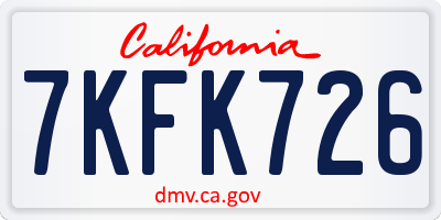 CA license plate 7KFK726