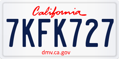 CA license plate 7KFK727
