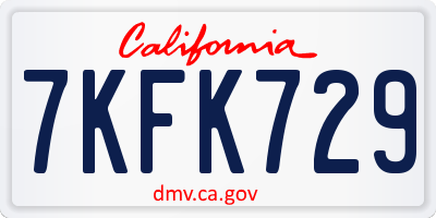 CA license plate 7KFK729
