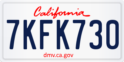 CA license plate 7KFK730