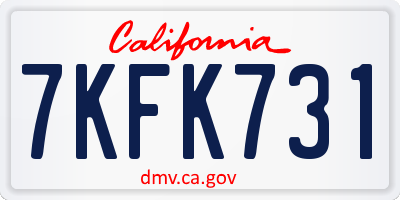 CA license plate 7KFK731