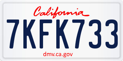 CA license plate 7KFK733