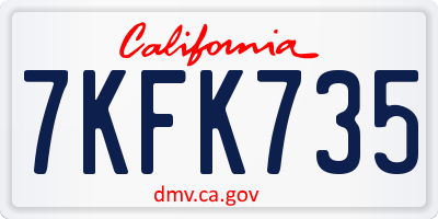 CA license plate 7KFK735