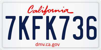 CA license plate 7KFK736