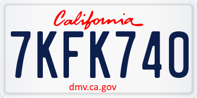 CA license plate 7KFK740