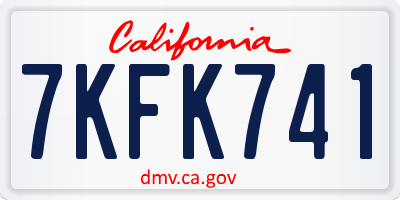 CA license plate 7KFK741