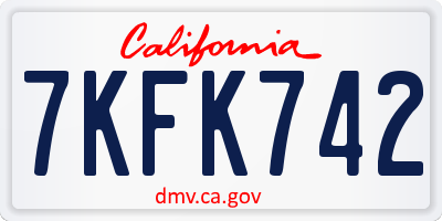 CA license plate 7KFK742