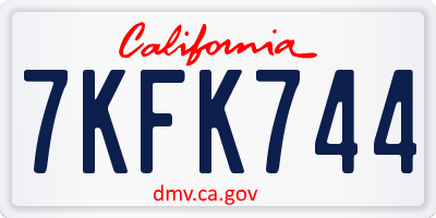 CA license plate 7KFK744