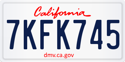 CA license plate 7KFK745