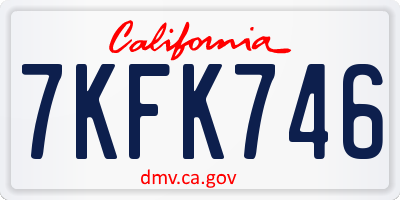CA license plate 7KFK746