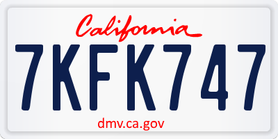 CA license plate 7KFK747