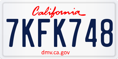 CA license plate 7KFK748