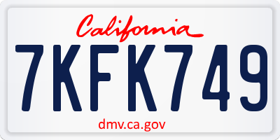 CA license plate 7KFK749