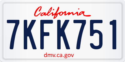 CA license plate 7KFK751