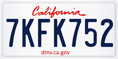 CA license plate 7KFK752