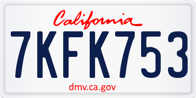 CA license plate 7KFK753