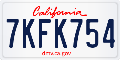 CA license plate 7KFK754