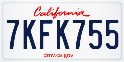 CA license plate 7KFK755