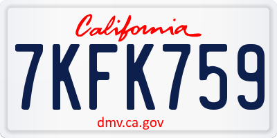 CA license plate 7KFK759