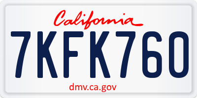 CA license plate 7KFK760