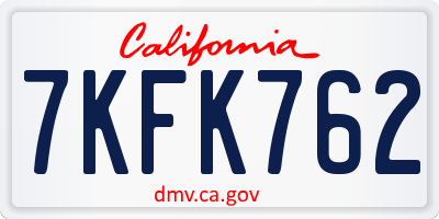 CA license plate 7KFK762
