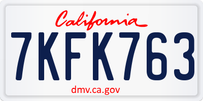 CA license plate 7KFK763