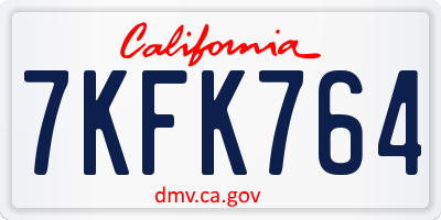 CA license plate 7KFK764
